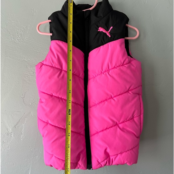 Puma puffy vest, kids size XXS (3/4), hot pink and black - Picture 7 of 8